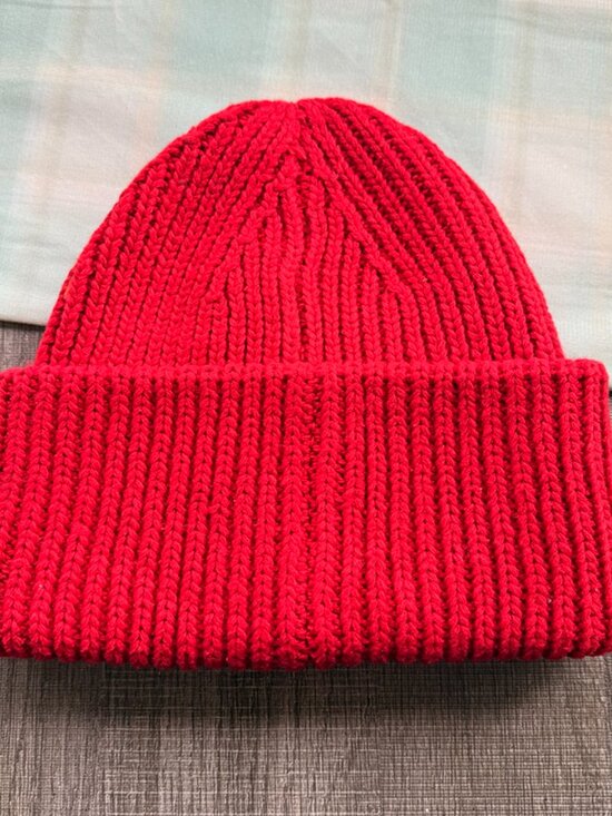 Acne Studios Red Smiley Face Knit Beanie main image 4